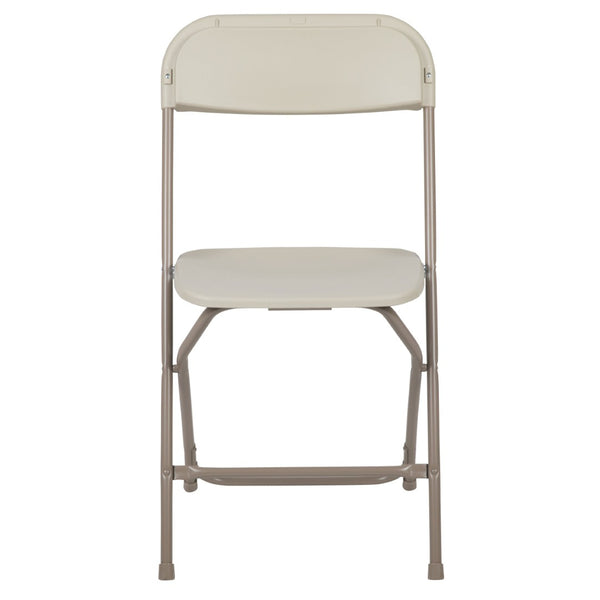 English Elm Hercules Series Plastic Folding Chair Set - Durable, Comfortable 650LB Capacity for Events & Gatherings Beige 2-LE-L-3-BEIGE-GG