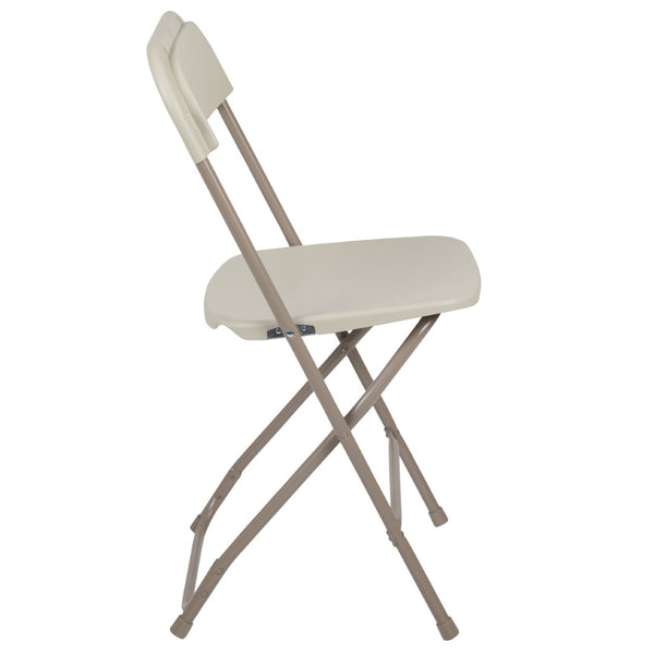English Elm Hercules Series Plastic Folding Chair Set - Durable, Comfortable 650LB Capacity for Events & Gatherings Beige 2-LE-L-3-BEIGE-GG