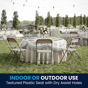 English Elm Hercules Series Plastic Folding Chair Set - Durable, Comfortable 650LB Capacity for Events & Gatherings Beige 2-LE-L-3-BEIGE-GG