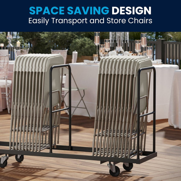 English Elm Hercules Series Plastic Folding Chair Set - Durable, Comfortable 650LB Capacity for Events & Gatherings Beige 2-LE-L-3-BEIGE-GG