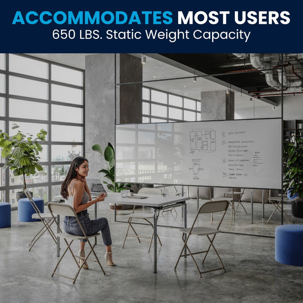 English Elm Hercules Series Plastic Folding Chair Set - Durable, Comfortable 650LB Capacity for Events & Gatherings Beige 2-LE-L-3-BEIGE-GG