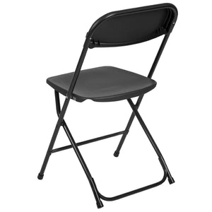 English Elm Hercules Series Plastic Folding Chair Set - Durable, Comfortable 650LB Capacity for Events & Gatherings Black 2-LE-L-3-BK-GG