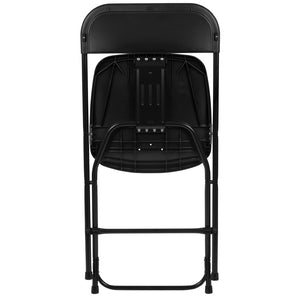 English Elm Hercules Series Plastic Folding Chair Set - Durable, Comfortable 650LB Capacity for Events & Gatherings Black 2-LE-L-3-BK-GG
