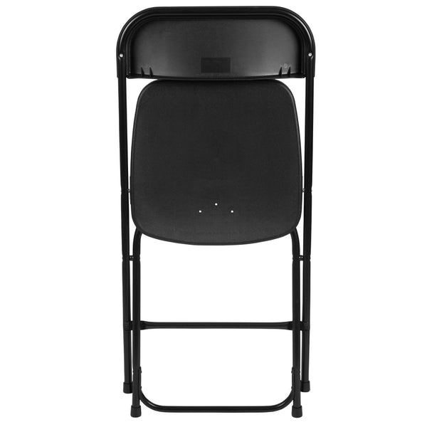 English Elm Hercules Series Plastic Folding Chair Set - Durable, Comfortable 650LB Capacity for Events & Gatherings Black 2-LE-L-3-BK-GG