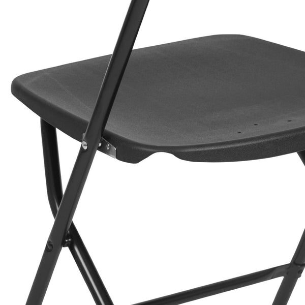 English Elm Hercules Series Plastic Folding Chair Set - Durable, Comfortable 650LB Capacity for Events & Gatherings Black 2-LE-L-3-BK-GG