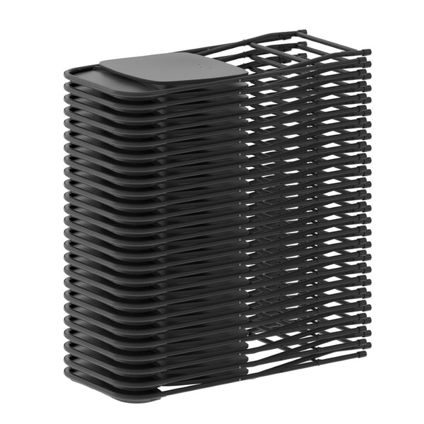 English Elm Hercules Series Plastic Folding Chair Set - Durable, Comfortable 650LB Capacity for Events & Gatherings Black 2-LE-L-3-BK-GG