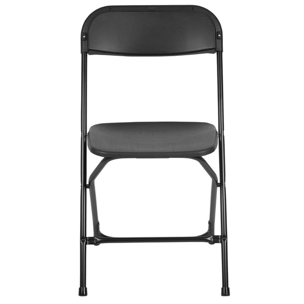 English Elm Hercules Series Plastic Folding Chair Set - Durable, Comfortable 650LB Capacity for Events & Gatherings Black 2-LE-L-3-BK-GG