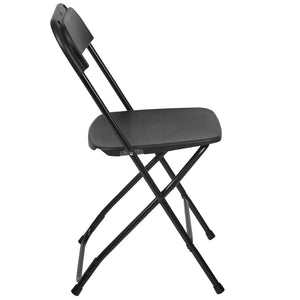 English Elm Hercules Series Plastic Folding Chair Set - Durable, Comfortable 650LB Capacity for Events & Gatherings Black 2-LE-L-3-BK-GG