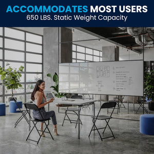 English Elm Hercules Series Plastic Folding Chair Set - Durable, Comfortable 650LB Capacity for Events & Gatherings Black 2-LE-L-3-BK-GG