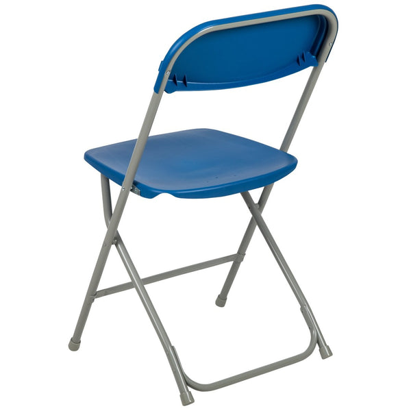 English Elm Hercules Series Plastic Folding Chair Set - Durable, Comfortable 650LB Capacity for Events & Gatherings Blue 2-LE-L-3-BLUE-GG
