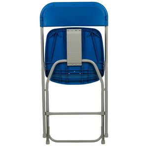 English Elm Hercules Series Plastic Folding Chair Set - Durable, Comfortable 650LB Capacity for Events & Gatherings Blue 2-LE-L-3-BLUE-GG