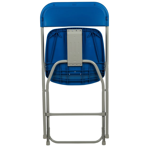 English Elm Hercules Series Plastic Folding Chair Set - Durable, Comfortable 650LB Capacity for Events & Gatherings Blue 2-LE-L-3-BLUE-GG
