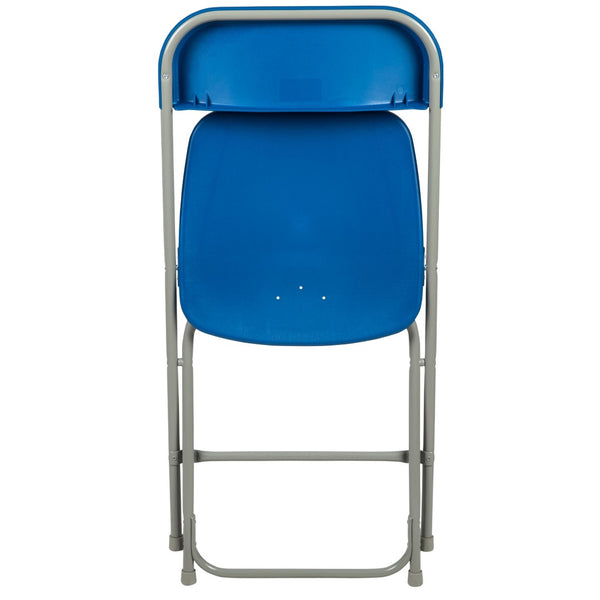 English Elm Hercules Series Plastic Folding Chair Set - Durable, Comfortable 650LB Capacity for Events & Gatherings Blue 2-LE-L-3-BLUE-GG