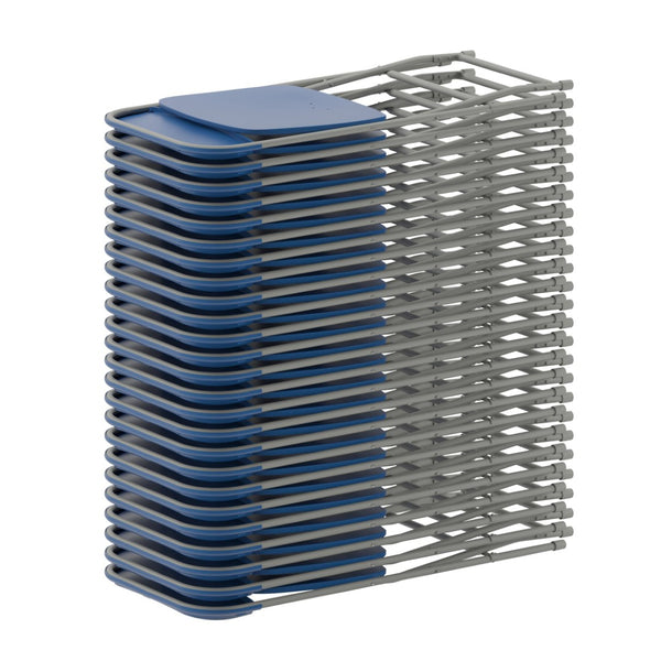 English Elm Hercules Series Plastic Folding Chair Set - Durable, Comfortable 650LB Capacity for Events & Gatherings Blue 2-LE-L-3-BLUE-GG