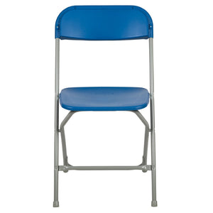 English Elm Hercules Series Plastic Folding Chair Set - Durable, Comfortable 650LB Capacity for Events & Gatherings Blue 2-LE-L-3-BLUE-GG