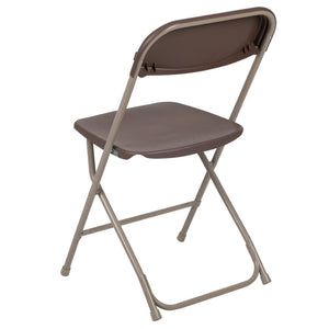 English Elm Hercules Series Plastic Folding Chair Set - Durable, Comfortable 650LB Capacity for Events & Gatherings Brown 2-LE-L-3-BROWN-GG