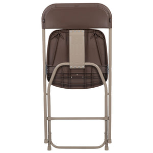 English Elm Hercules Series Plastic Folding Chair Set - Durable, Comfortable 650LB Capacity for Events & Gatherings Brown 2-LE-L-3-BROWN-GG