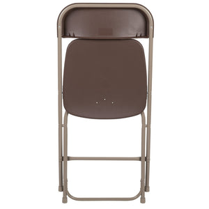 English Elm Hercules Series Plastic Folding Chair Set - Durable, Comfortable 650LB Capacity for Events & Gatherings Brown 2-LE-L-3-BROWN-GG