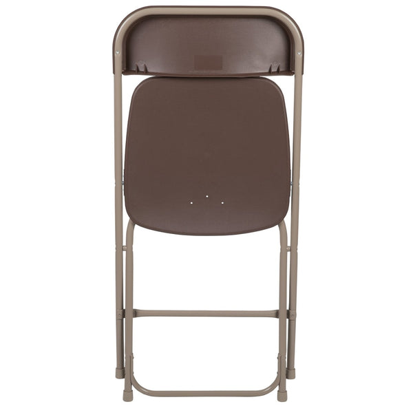 English Elm Hercules Series Plastic Folding Chair Set - Durable, Comfortable 650LB Capacity for Events & Gatherings Brown 2-LE-L-3-BROWN-GG