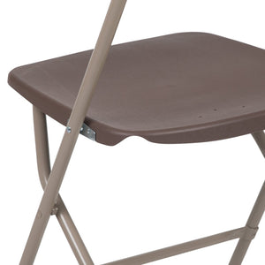 English Elm Hercules Series Plastic Folding Chair Set - Durable, Comfortable 650LB Capacity for Events & Gatherings Brown 2-LE-L-3-BROWN-GG