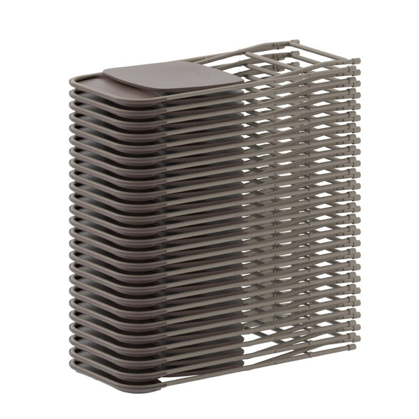 English Elm Hercules Series Plastic Folding Chair Set - Durable, Comfortable 650LB Capacity for Events & Gatherings Brown 2-LE-L-3-BROWN-GG