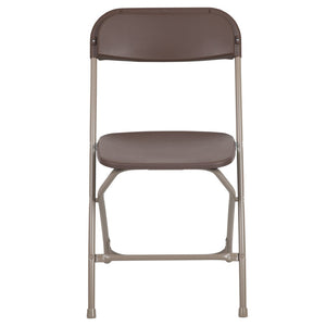 English Elm Hercules Series Plastic Folding Chair Set - Durable, Comfortable 650LB Capacity for Events & Gatherings Brown 2-LE-L-3-BROWN-GG