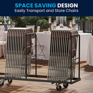 English Elm Hercules Series Plastic Folding Chair Set - Durable, Comfortable 650LB Capacity for Events & Gatherings Brown 2-LE-L-3-BROWN-GG