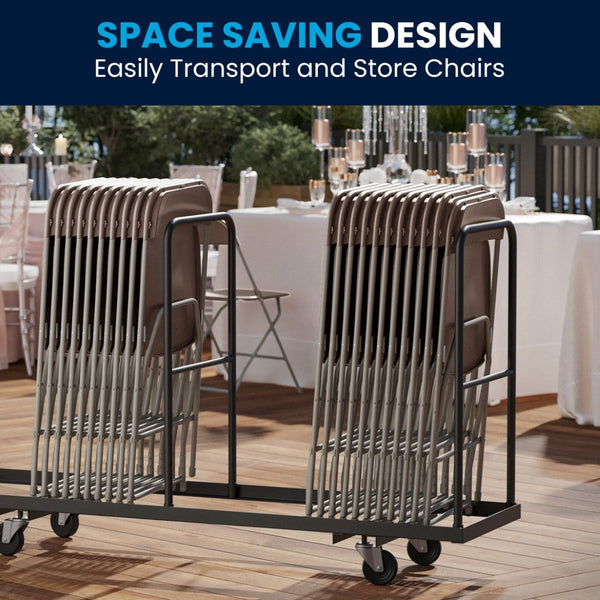 English Elm Hercules Series Plastic Folding Chair Set - Durable, Comfortable 650LB Capacity for Events & Gatherings Brown 2-LE-L-3-BROWN-GG