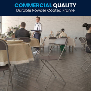 English Elm Hercules Series Plastic Folding Chair Set - Durable, Comfortable 650LB Capacity for Events & Gatherings Brown 2-LE-L-3-BROWN-GG