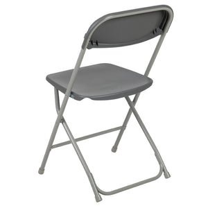 English Elm Hercules Series Plastic Folding Chair Set - Durable, Comfortable 650LB Capacity for Events & Gatherings Grey 2-LE-L-3-GREY-GG