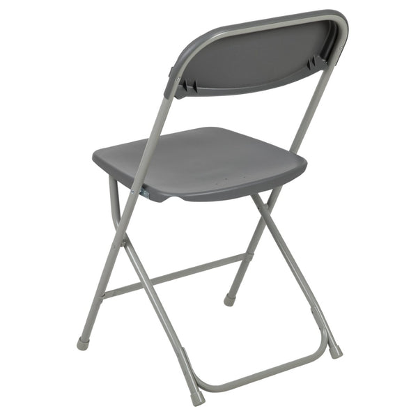 English Elm Hercules Series Plastic Folding Chair Set - Durable, Comfortable 650LB Capacity for Events & Gatherings Grey 2-LE-L-3-GREY-GG