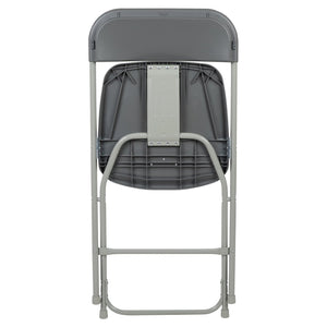 English Elm Hercules Series Plastic Folding Chair Set - Durable, Comfortable 650LB Capacity for Events & Gatherings Grey 2-LE-L-3-GREY-GG