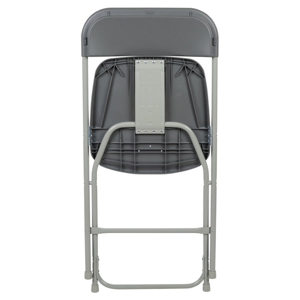 English Elm Hercules Series Plastic Folding Chair Set - Durable, Comfortable 650LB Capacity for Events & Gatherings Grey 2-LE-L-3-GREY-GG