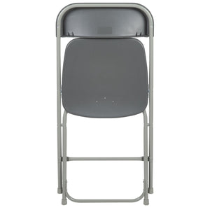 English Elm Hercules Series Plastic Folding Chair Set - Durable, Comfortable 650LB Capacity for Events & Gatherings Grey 2-LE-L-3-GREY-GG