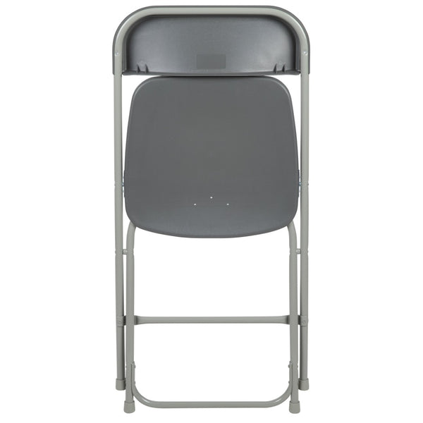 English Elm Hercules Series Plastic Folding Chair Set - Durable, Comfortable 650LB Capacity for Events & Gatherings Grey 2-LE-L-3-GREY-GG