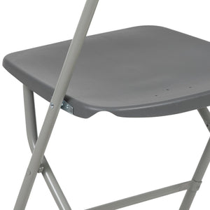 English Elm Hercules Series Plastic Folding Chair Set - Durable, Comfortable 650LB Capacity for Events & Gatherings Grey 2-LE-L-3-GREY-GG