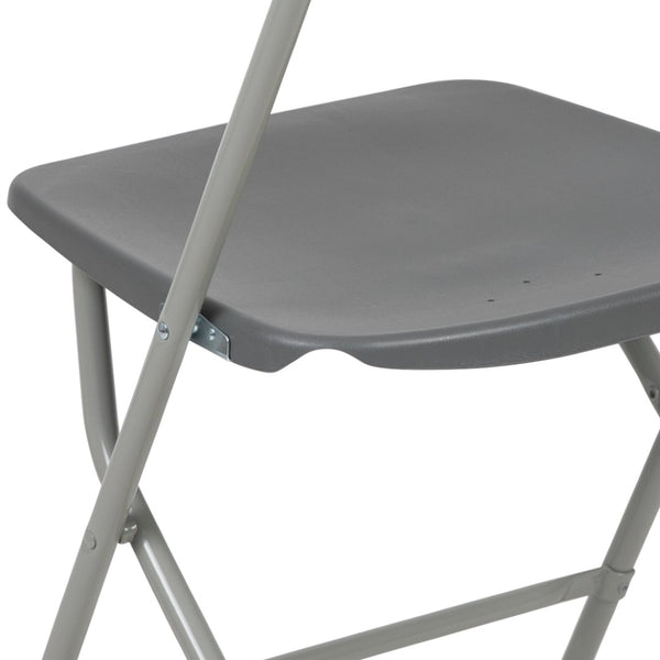 English Elm Hercules Series Plastic Folding Chair Set - Durable, Comfortable 650LB Capacity for Events & Gatherings Grey 2-LE-L-3-GREY-GG