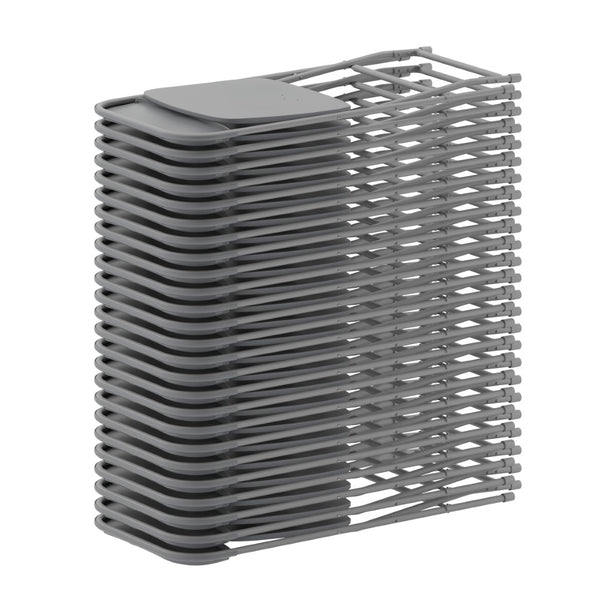 English Elm Hercules Series Plastic Folding Chair Set - Durable, Comfortable 650LB Capacity for Events & Gatherings Grey 2-LE-L-3-GREY-GG