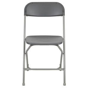 English Elm Hercules Series Plastic Folding Chair Set - Durable, Comfortable 650LB Capacity for Events & Gatherings Grey 2-LE-L-3-GREY-GG