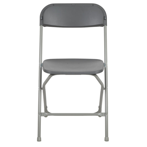 English Elm Hercules Series Plastic Folding Chair Set - Durable, Comfortable 650LB Capacity for Events & Gatherings Grey 2-LE-L-3-GREY-GG