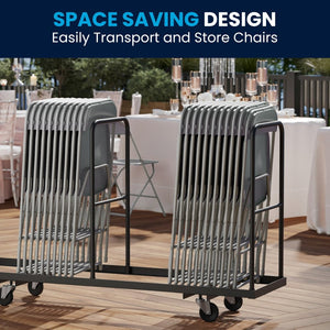 English Elm Hercules Series Plastic Folding Chair Set - Durable, Comfortable 650LB Capacity for Events & Gatherings Grey 2-LE-L-3-GREY-GG