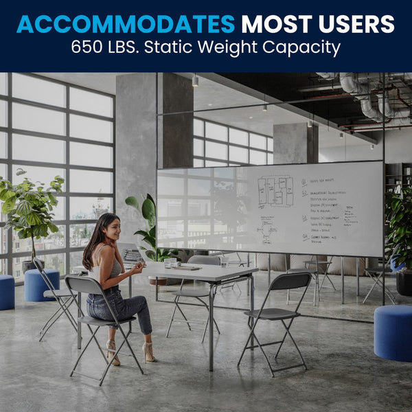 English Elm Hercules Series Plastic Folding Chair Set - Durable, Comfortable 650LB Capacity for Events & Gatherings Grey 2-LE-L-3-GREY-GG