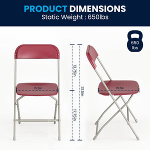 English Elm Hercules Series Plastic Folding Chair Set - Durable, Comfortable 650LB Capacity for Events & Gatherings Red 2-LE-L-3-RED-GG