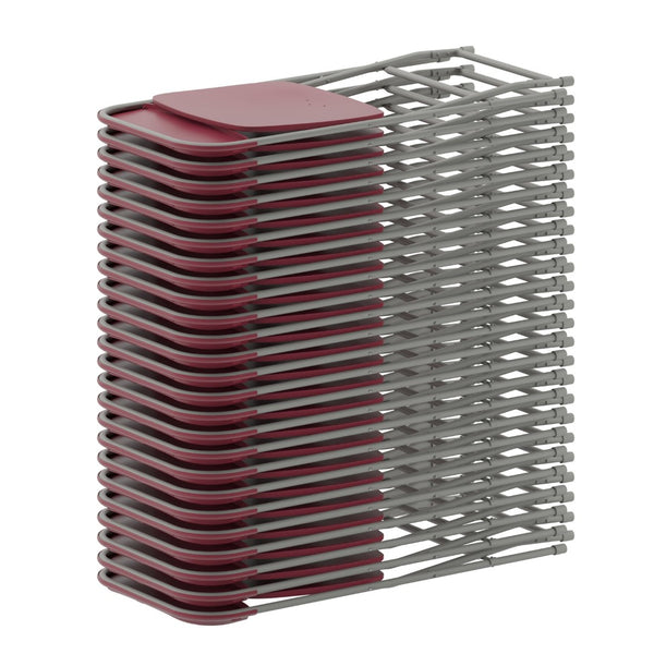 English Elm Hercules Series Plastic Folding Chair Set - Durable, Comfortable 650LB Capacity for Events & Gatherings Red 2-LE-L-3-RED-GG