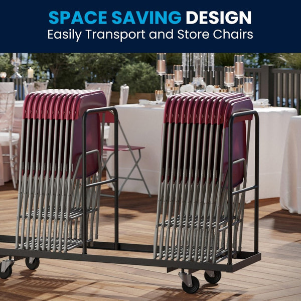 English Elm Hercules Series Plastic Folding Chair Set - Durable, Comfortable 650LB Capacity for Events & Gatherings Red 2-LE-L-3-RED-GG