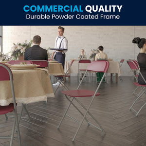 English Elm Hercules Series Plastic Folding Chair Set - Durable, Comfortable 650LB Capacity for Events & Gatherings Red 2-LE-L-3-RED-GG