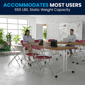 English Elm Hercules Series Plastic Folding Chair Set - Durable, Comfortable 650LB Capacity for Events & Gatherings Red 2-LE-L-3-RED-GG