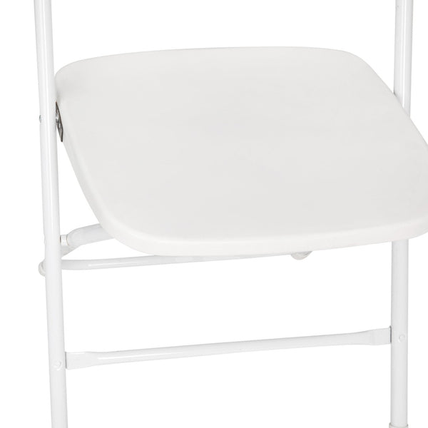 English Elm Hercules Big and Tall Commercial Folding Chair 4-Pack - Heavy-Duty, Extra-Wide, Easy-Clean Seating White 4-LE-L-3-W-WH-GG
