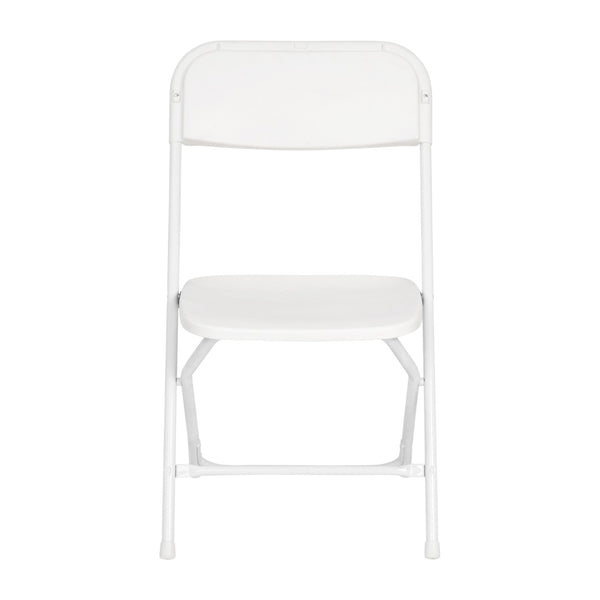 English Elm Hercules Big and Tall Commercial Folding Chair 4-Pack - Heavy-Duty, Extra-Wide, Easy-Clean Seating White 4-LE-L-3-W-WH-GG