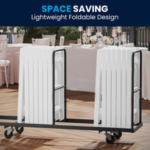 English Elm Hercules Big and Tall Commercial Folding Chair 4-Pack - Heavy-Duty, Extra-Wide, Easy-Clean Seating White 4-LE-L-3-W-WH-GG